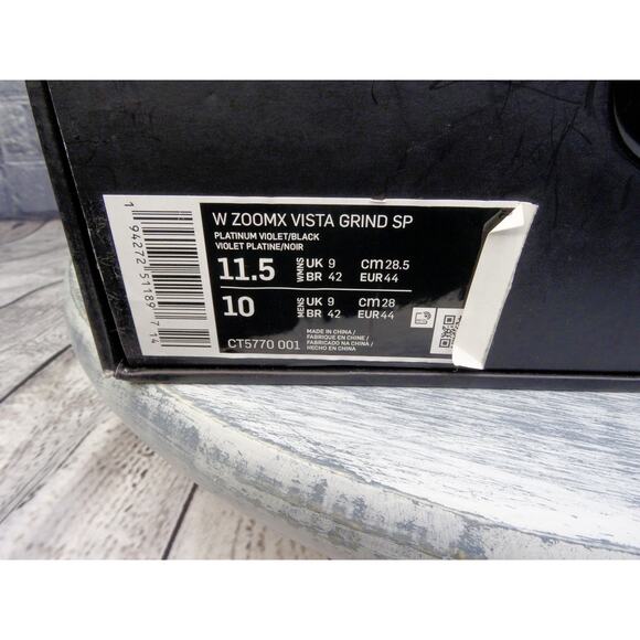 Nike Zoomx Vista Grind Sp Platinum Violet/Black Men Size 10 New In Box - Picture 2 of 11